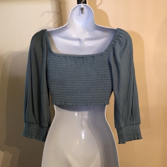 Skylar + Madison tie front crop top boho festival blue sz M ice sky blue - Picture 5 of 10